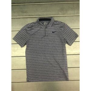 Nike Men's Dri-Fit Polo‎ Size Small Blue Stripped Golf Wear Embroidered Swish
